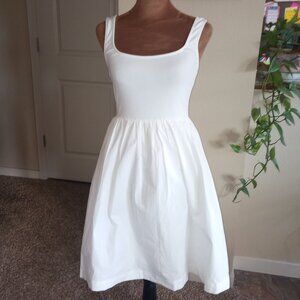 Revolve Crisp White Cotton Dress Fit & Flare Bubble Dress Square Neck Balletcore